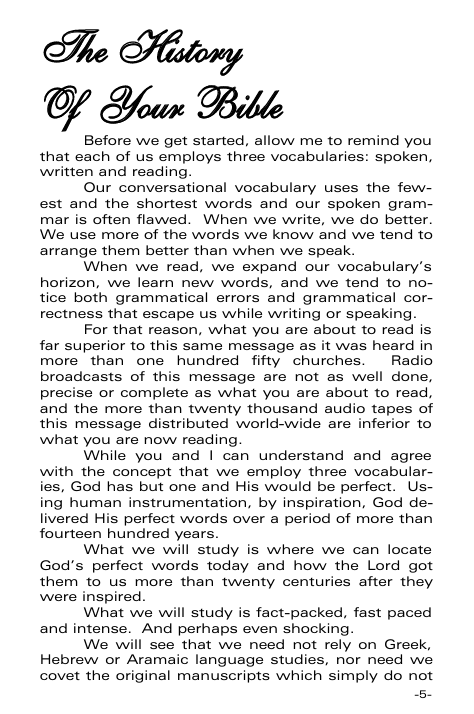 The History Of Your Bible: Proving The King James To Be The Perfectly Preserved Words Of God