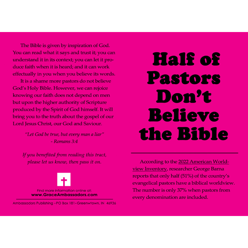 Half Of Pastors Don't Believe The Bible (50 Pack)