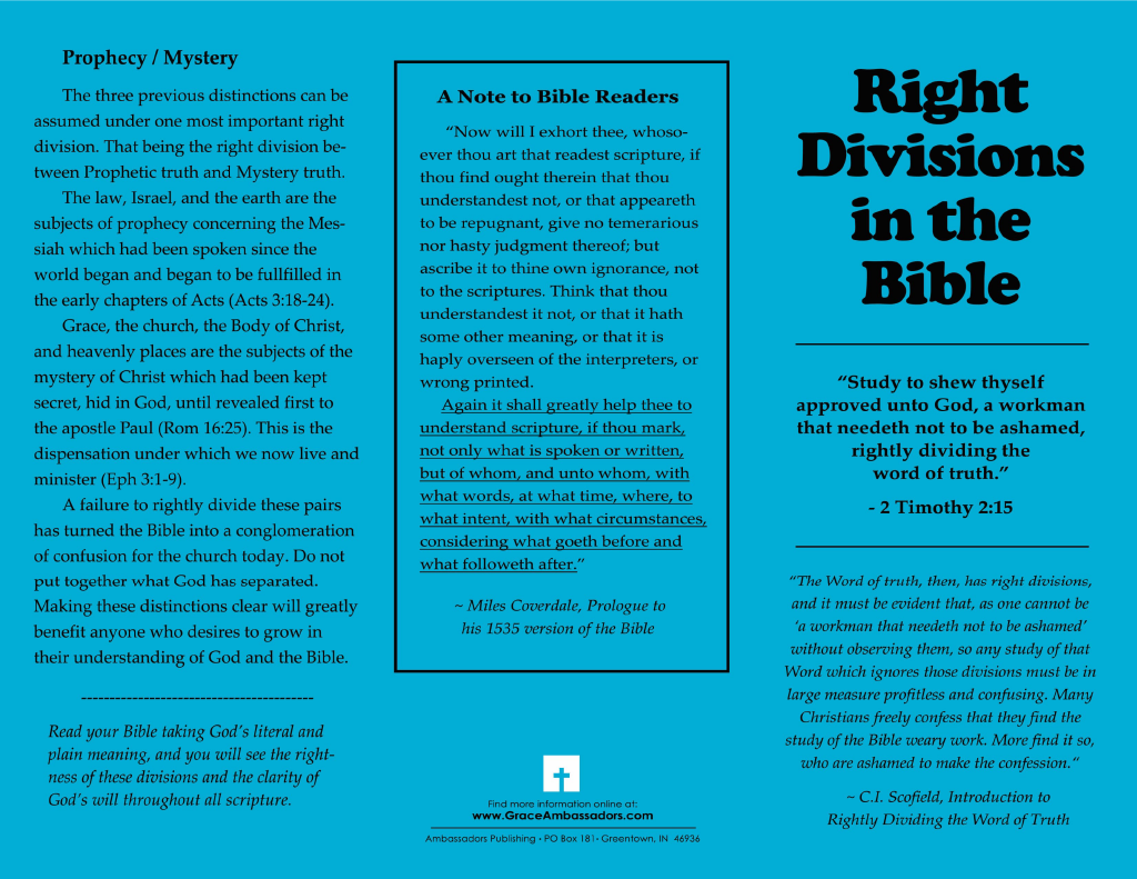 Right Divisions In The Bible (25 Pack)