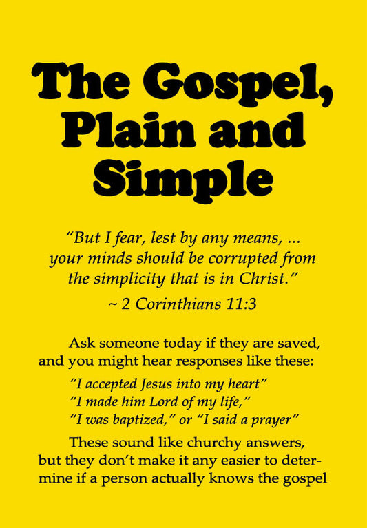 The Gospel: Plain And Simple (50 Pack)(Yellow Version)