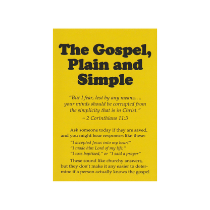 The Gospel: Plain And Simple (50 Pack)(Yellow Version)