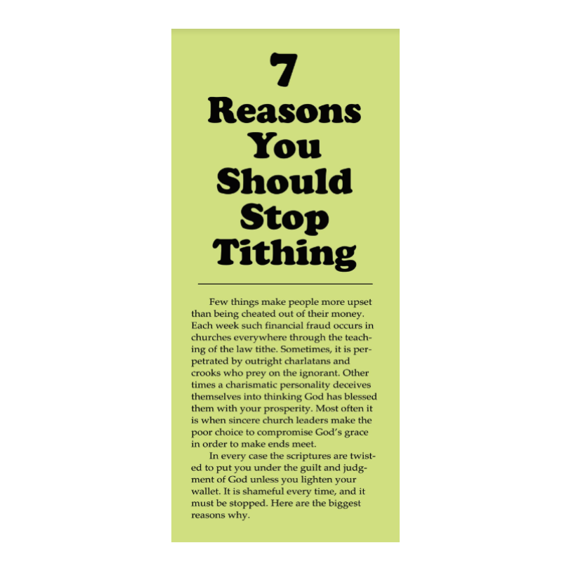 7 Reasons You Should Stop Tithing (25 Pack)