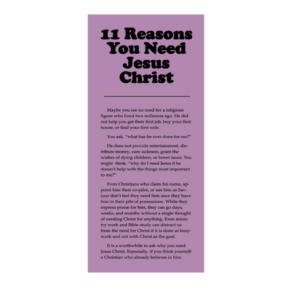 11 Reasons You Need Jesus Christ (25 PACK)